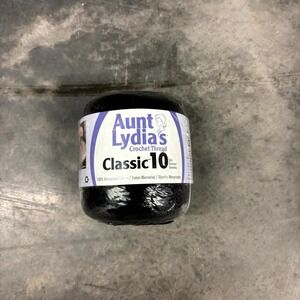 Aunt Lydia's Classic 10 Crochet Thread Black Size 10 Merc Cotton New Sealed